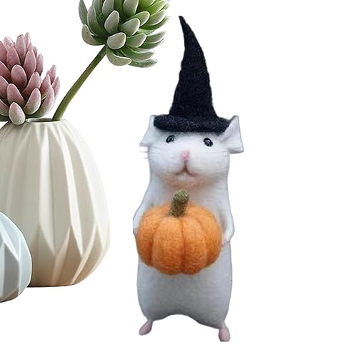 Nadelfilzmäuse, 2.951.181.18 cm Halloween Maus mit Kürbis, Maus mit schwarzem Hut und Kürbis, Halloween Wollfilz Gruselmaus für Halloween Nadelfilzmäuse, 2.951.181.18 cm Halloween Maus mit Kürbis, Maus mit schwarzem Hut und Kürbis, Halloween Wollfilz Gruselmaus für Halloween von Youding