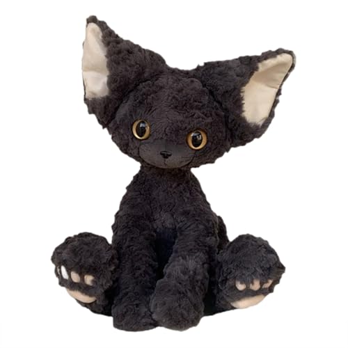 Youding Cat Plush - Devon Rex Cat Plush | Schwarze Katzenpuppen Gefüllt | Weiche Cartoon Tierspielzeug | Cartoon Kitten Kissen Puppe Für Sofa, Bett, Schreibtisch | Entzückende Katze Plüschdekoration Youding Cat Plush - Devon Rex Cat Plush | Schwarze Katzenpuppen Gefüllt | Weiche Cartoon Tierspielzeug | Cartoon Kitten Kissen Puppe Für Sofa, Bett, Schreibtisch | Entzückende Katze Plüschdekoration von Youding