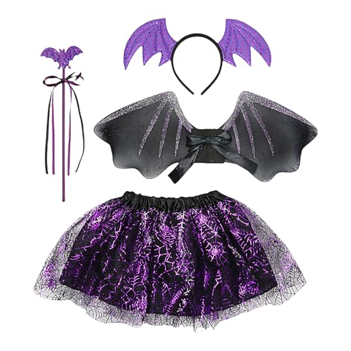 Youding Fledermauskostüm - Fledermausflügel Tüllrock | Cosplay Fancy Dress Up | Mädchen Kostüm Cosplays Kostüm, Halloweens-Dekoration, Festliches Rollenspiel von Youding