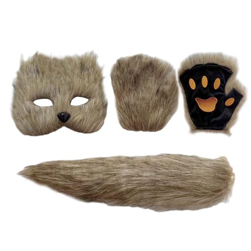 Youding Fuchsmaske - Tiermaskerade Gesichtsabdeckung | Maske Mit Schwanz Und Handschuhen Anziehen | Halloween Cat Tail Rollenspiel | Halloween Masque Für Karneval, Maskerade, Bühnenperformance von Youding