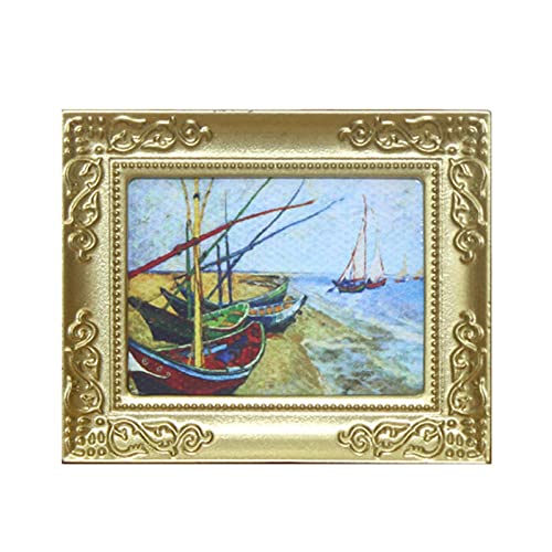 Youding Miniaturgemälde für | Zubehör 1:12 Miniaturen Kunstmalerei Miniatur Goldener Rahmen Wandbild Dekoration Zubehör von Youding