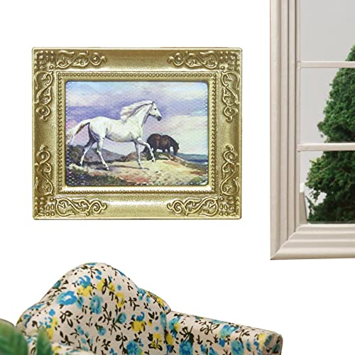Youding Miniaturmalerei | 1:12 Dekoration Zubehör | Antiker Miniatur-Bilderrahmen Handgemälde Wanddekoration Puppenhaus Kunst Malerei Dekoratives Zubehör von Youding