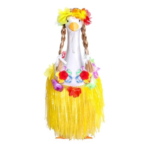 Youding Veranda Gänse Dekorative Kostüme, Hawaiianisches Outfit Für Gartentiere, Zubehör Girlande Kostüm Bikini Perücke Für 58Cm Gans Statue Decor Garten Sommerfeste von Youding