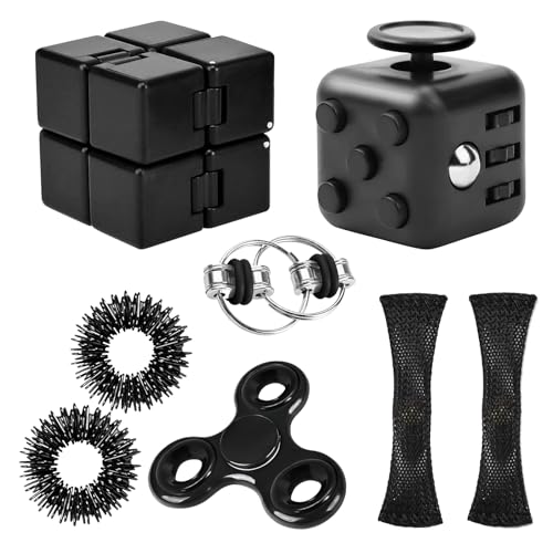 Fidget-Spinner-Set für Erwachsene,8 Stück Fidget Toy Cube Anti, Fidget Toys Set Anti,Finger Massageringe,Stressabbau-Schreibtisch-Gadget fürs Büro von Youery