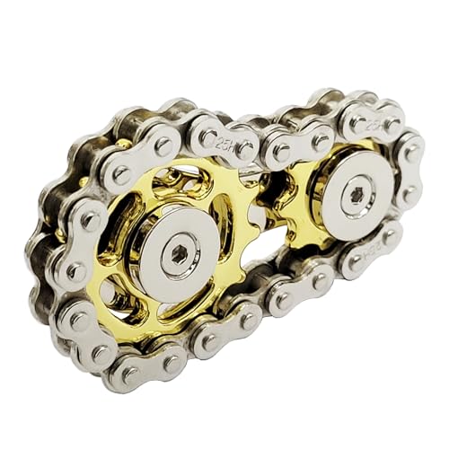 Young Wolf Fidget Spinner Design von Linkage Bike Kettenspinner 2 Gang Figur Spin Finger Spiele Zinklegierung Langlebige Mechanik mit glatten Lagern (Golden) von Young Wolf
