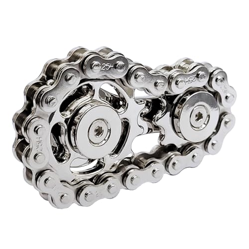 Fidget Spinner Fahrradkette, Spinner mit 2 Gängen durch Linkage Figity Spinning Finger Game Zinklegierung Mechanisch langlebig mit glatten Lagern (Silber) von Young Wolf