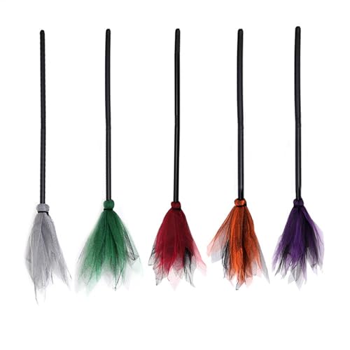 Youngwier 5 Stück Halloween Hexenbesen Für Kinder, Hexe Fliegender Besenstiel, 89cm Hexe Magischer Besen, Dekoratives Kostümierung Halloween Cosplay Für Mädchen, Hexe Fliegende Besen Kostümrequisiten von Youngwier