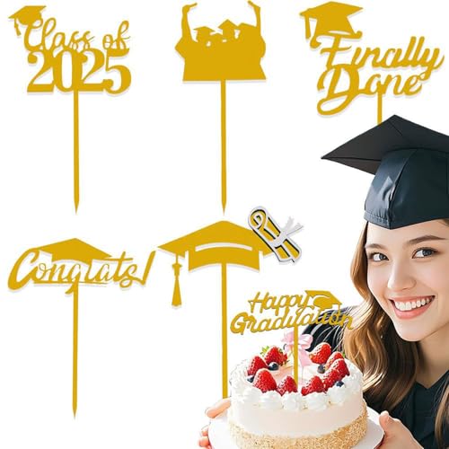 Youngwier Abschluss Cupcake Toppers,Glückwunsch Kuchen Dekorationsset Aus Sechs Teilen - Bruchsicher Und Für Party Verschönerung Youngwier Abschluss Cupcake Toppers,Glückwunsch Kuchen Dekorationsset Aus Sechs Teilen - Bruchsicher Und Für Party Verschönerung von Youngwier