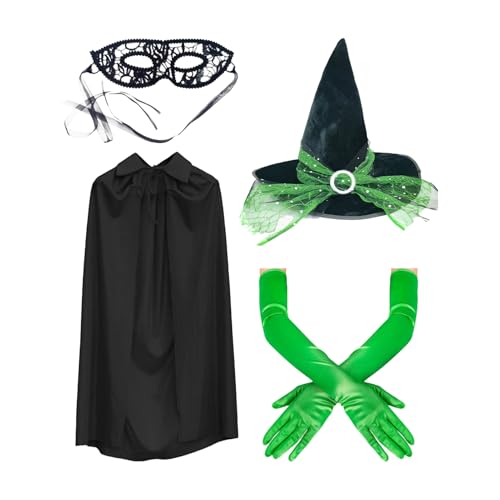 Youngwier Hexenkostüm Set Für Damen | Hexen Outfit Festtagskostüm - Komplettes Verkleidungsset Mit Augenmaske Für Erwachsene Frauen Mütter Freundinnen Schwestern von Youngwier