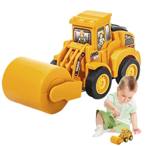 Youngwier Kleines LKW-Autospielzeug, Roller-Bulldozer-Website-Spielzeug, Wiederverwendbarer BAU-Power-Hauller-Bagger, tragbare Straßenwalze und Bohrer-Auto-Pfahlantrieb für Kinder von Youngwier