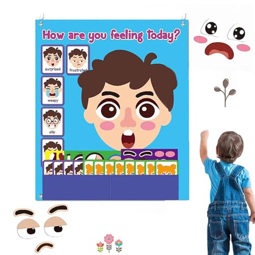 Youngwier Lustige Gesichter-Spiele, Grimassen-Spielzeug, Filzaufkleber für soziales und emotionales Lernen, Spielzeug zum Ändern des Ausdrucks für Zuhause, Schule, Park, Auto und draußen von Youngwier