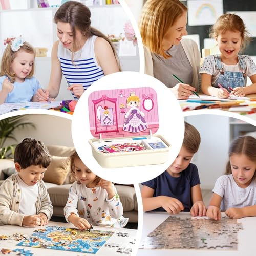 Youngwier Magnetische Puzzle Boards - Holz Magnetpuzzle Mit Aufbewahrungsbox | Lernspielzeug Für Kinder Im Vorschulalter,Kinder Mädchen Kleinkinder von Youngwier