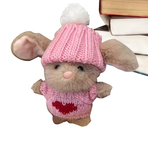 Youngwier Osterhase Kuscheltier, Osterhase Plüschspielzeug Mit Gestrickter Hut, Hasens Umarmen Ostergeschenk, Handgefertigtes Häkelkaninchenpuppen Emotionaler Support Geschenk Für Freunde von Youngwier