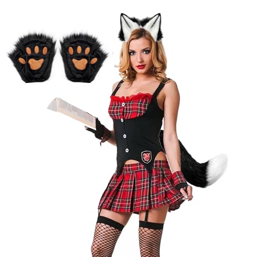 Youngwier Wolfskostüm-Zubehör | Verkleidungsset für Frauen in Wolf-Design,Weiches Festliches Party Cosplay Accessoires Für Bühne Karneval Faschingsfeier von Youngwier