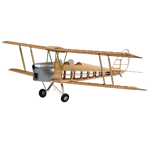 DH.82 Tiger Moth Doppeldecker Modellflugzeug Kit, Maßstab 1:12, 750 mm Spannweite, Lasercut Holz Bauteile, SD7034, 590 mm Rumpflänge, 250 g RTF, RC Hobby Holzbausatz, Modell Flugzeug selbst Bauen von Your Day Mate