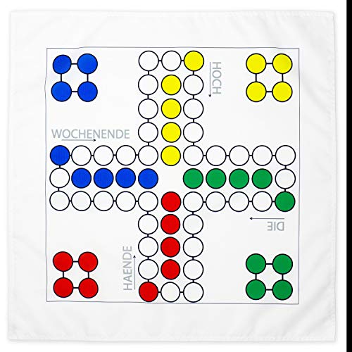Drinking Ludo Trinkspiel, auf 70 x 70 cm Tischdecke gedruckt, nutze Shot Gläser als Spielfiguren, Saufspiel Vorglühen, Kater vorprogrammiert, Trinkspiel Spielfeld, Brettspiel Erwachsene, Party von Your Day Mate