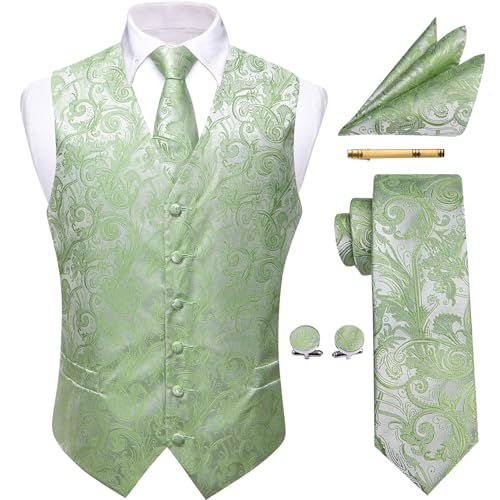 YourTies 1920er-Jahre-Kostüm, brüllende 20er-Jahre-Kostüme für Herren, Westen-Outfit mit Seidenkrawatte, Einstecktuch, Krawattenklammer, Salbeigrün, XXL YourTies 1920er-Jahre-Kostüm, brüllende 20er-Jahre-Kostüme für Herren, Westen-Outfit mit Seidenkrawatte, Einstecktuch, Krawattenklammer, Salbeigrün, XXL von YourTies