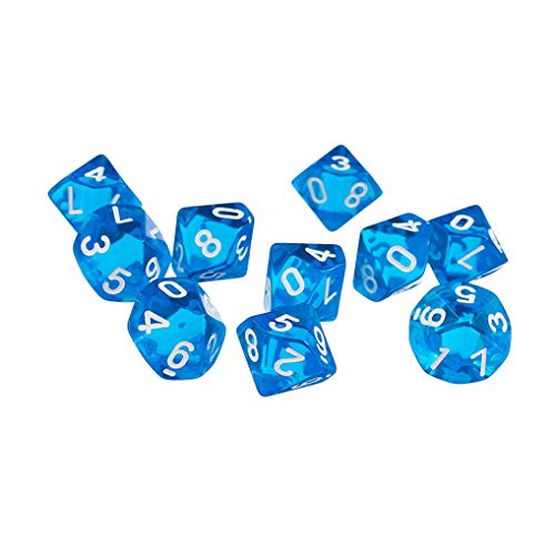 Yourandoll 10 STÜCKE Polyedrische Würfel D10 (0-9) Dice Würfel Spielwürfel for DND RPG Dungeons & Dragons Tischspiele (Blau) von Yourandoll