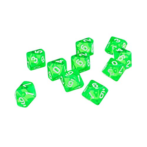 Yourandoll 10 STÜCKE Polyedrische Würfel D10 (0-9) Dice Würfel Spielwürfel for DND RPG Dungeons & Dragons Tischspiele (Grün) von Yourandoll