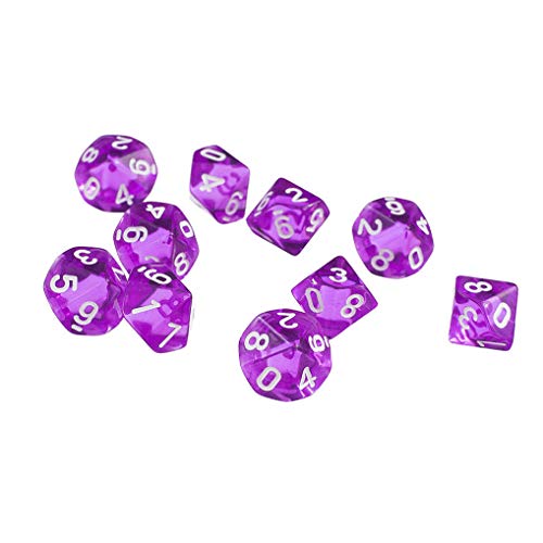 Yourandoll 10 STÜCKE Polyedrische Würfel D10 (0-9) Dice Würfel Spielwürfel for DND RPG Dungeons & Dragons Tischspiele (Lila) von Yourandoll