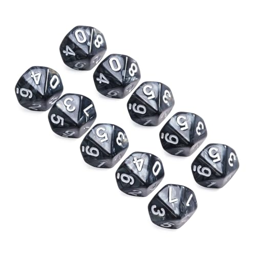 Yourandoll 10 STÜCKE Polyedrische Würfel D10 (0-9) Würfel 16mm Acryl Dice Spielwürfel for DND RPG Tischspiele Brettspiel (Schwarz) von Yourandoll