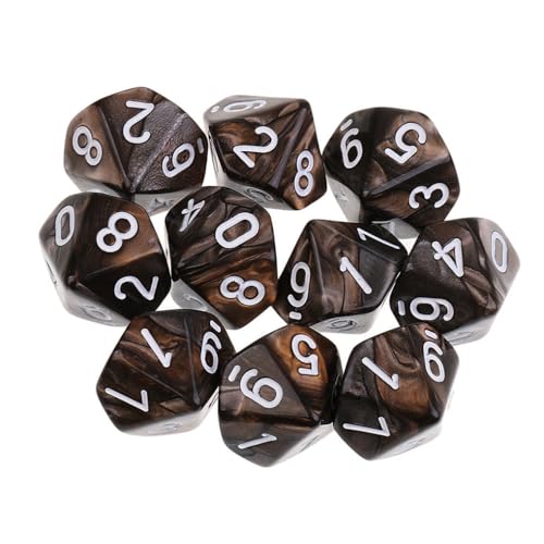 Yourandoll 10 STÜCKE Polyedrische Würfel D10 Würfel Dice Spielwürfel 10-seitig Würfel for DND RPG Brettspiel Kartenspiel (Kaffee Grau) von Yourandoll