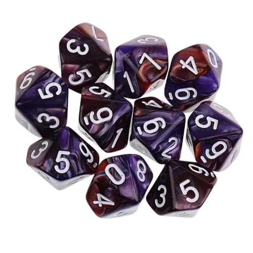 Yourandoll 10 STÜCKE Polyedrische Würfel D10 Würfel Dice Spielwürfel 10-seitig Würfel for DND RPG Brettspiel Kartenspiel (Kaffee Lila) von Yourandoll