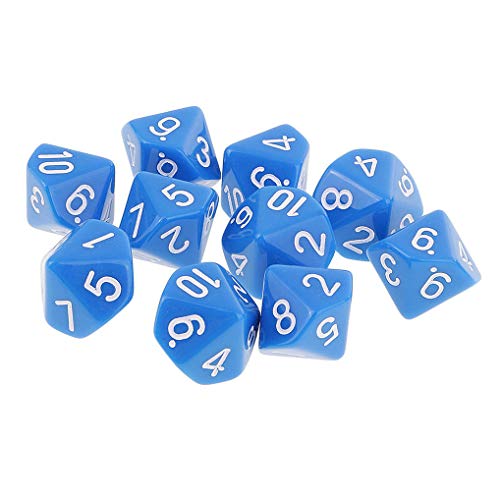 Yourandoll 10 STÜCKE Polyedrische Würfel D10 Würfel Dice Spielwürfel for DND RPG Tischspiele (Blau) von Yourandoll