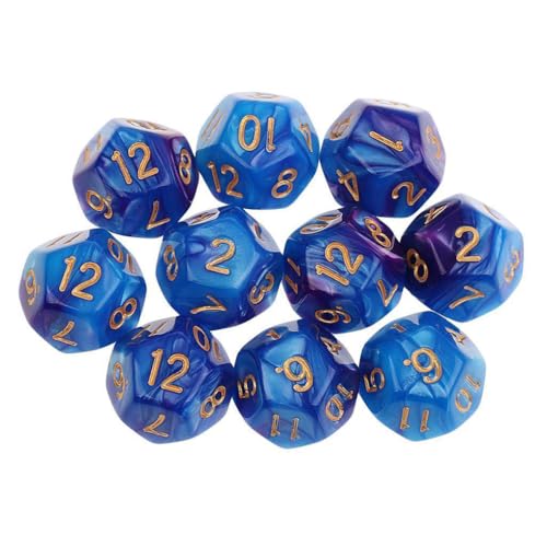 Yourandoll 10 STÜCKE Polyedrische Würfel D12 Würfel Dice Spielwürfel for DND RPG Tischspiele (Blau Lila) von Yourandoll
