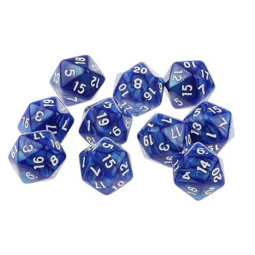 Yourandoll 10 STÜCKE Polyedrische Würfel D20 Würfel Dice Spielwürfel for DND RPG Tischspiele (Blau) von Yourandoll