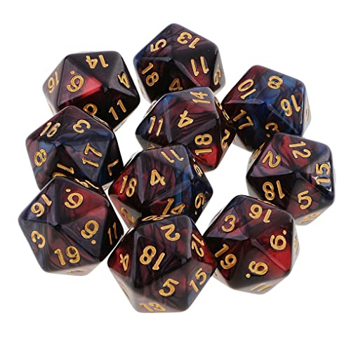 Yourandoll 10 STÜCKE Polyedrische Würfel D20 Würfel Dice Spielwürfel for DND RPG Tischspiele (Rot Blau) von Yourandoll