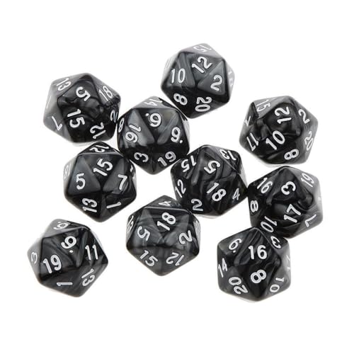 Yourandoll 10 STÜCKE Polyedrische Würfel D20 Würfel Dice Spielwürfel for DND RPG Tischspiele (Schwarz) von Yourandoll