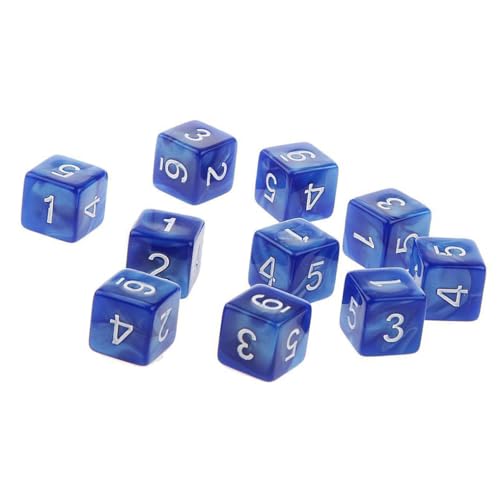 Yourandoll 10 STÜCKE Polyedrische Würfel D6 (1-6) Dice Würfel Acryl Dice Spielwürfel for RPG MTG DND Würfel Tischspiele (Blau 1) von Yourandoll