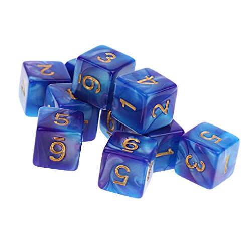 Yourandoll 10 STÜCKE Polyedrische Würfel D6 Dice Würfel Spielwürfel for DND RPG Tischspiele (Blau Lila) von Yourandoll