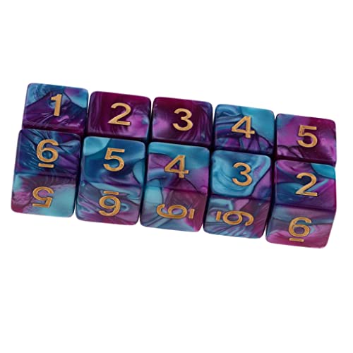 Yourandoll 10 STÜCKE Polyedrische Würfel D6 Dice Würfel Spielwürfel for DND RPG Tischspiele (Himmelblau Lila) von Yourandoll