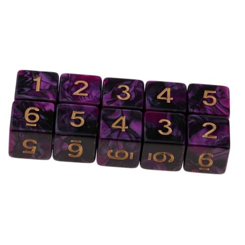 Yourandoll 10 STÜCKE Polyedrische Würfel D6 Dice Würfel Spielwürfel for DND RPG Tischspiele (Lila Schwarz) von Yourandoll