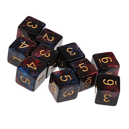 Yourandoll 10 STÜCKE Polyedrische Würfel D6 Dice Würfel Spielwürfel for DND RPG Tischspiele (Rot Blau) von Yourandoll