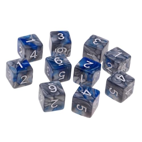 Yourandoll 10 STÜCKE Polyedrische Würfel D6 Dice Würfel Spielwürfel for DND RPG Tischspiele (Blau Grau) von Yourandoll