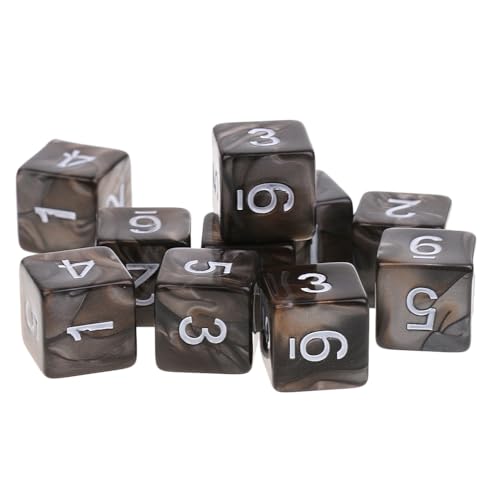 Yourandoll 10 STÜCKE Polyedrische Würfel D6 Dice Würfel Spielwürfel for DND RPG Tischspiele (Kaffee Grau) von Yourandoll