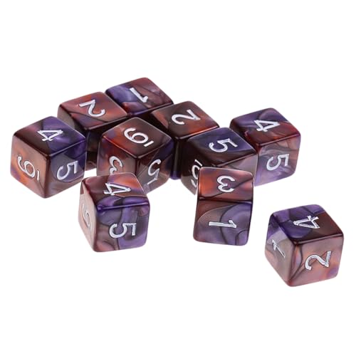 Yourandoll 10 STÜCKE Polyedrische Würfel D6 Dice Würfel Spielwürfel for DND RPG Tischspiele (Kaffee Lila) von Yourandoll