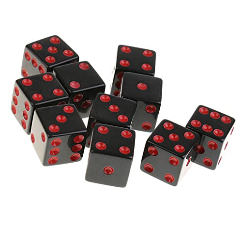 Yourandoll 10 STÜCKE Polyedrische Würfel D6 Dice Würfel Spielwürfel for Dungeons und Dragons RPG MTG DND Würfel Brettspiel Kartenspiel (Schwarz mit Rot Pips) von Yourandoll