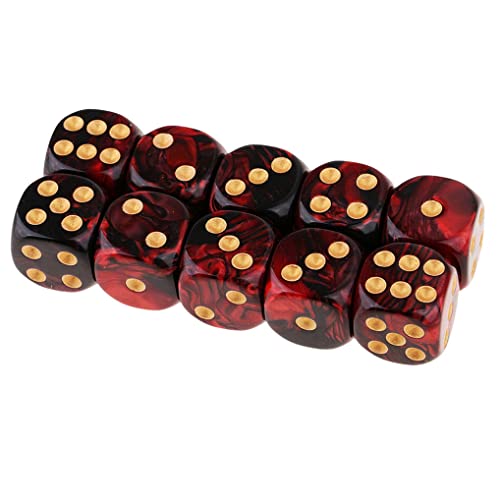 Yourandoll 10 STÜCKE Polyedrische Würfel D6 Würfel 16mm Acryl Dice Spielwürfel for DND RPG Tischspiele (Rot Schwarz) von Yourandoll