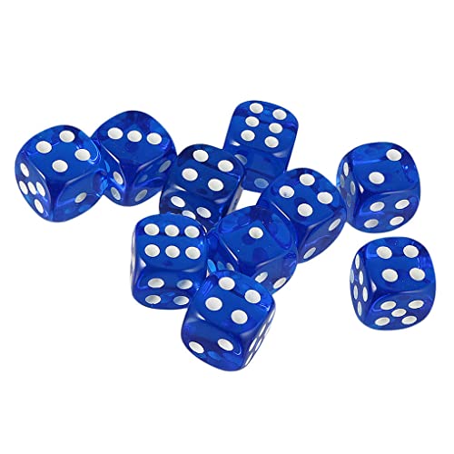 Yourandoll 10 STÜCKE Polyedrische Würfel D6 Würfel 16mm Acryl Dice Spielwürfel for DND RPG Dungeons & Dragons Tischspiele (Blau) von Yourandoll