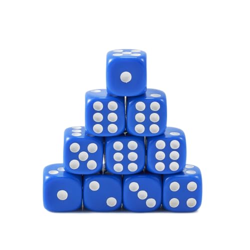 Yourandoll 10 STÜCKE Polyedrische Würfel D6 Würfel 16mm Acryl Dice Spielwürfel for DND RPG Dungeons & Dragons Brettspiel Kartenspiel (Blau 1) von Yourandoll