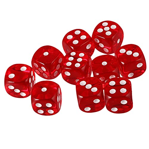 Yourandoll 10 STÜCKE Polyedrische Würfel D6 Würfel 16mm Acryl Dice Spielwürfel for DND RPG Dungeons & Dragons Tischspiele (Rot) von Yourandoll