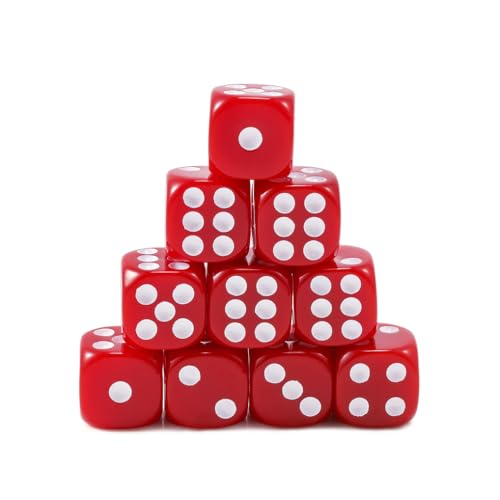 Yourandoll 10 STÜCKE Polyedrische Würfel D6 Würfel 16mm Acryl Dice Spielwürfel for DND RPG Dungeons & Dragons Brettspiel Kartenspiel (Rot 1) von Yourandoll