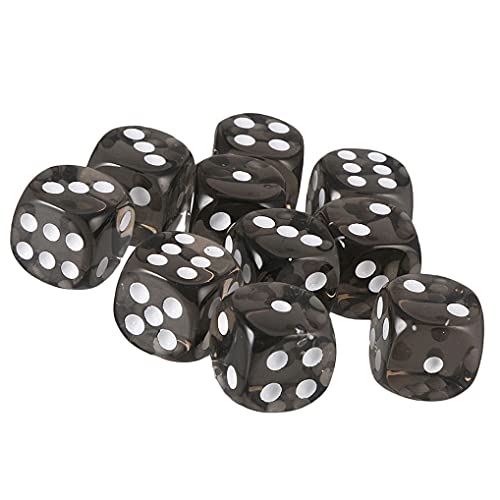 Yourandoll 10 STÜCKE Polyedrische Würfel D6 Würfel 16mm Acryl Dice Spielwürfel for DND RPG Dungeons & Dragons Tischspiele (Schwarz) von Yourandoll