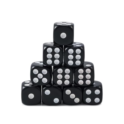 Yourandoll 10 STÜCKE Polyedrische Würfel D6 Würfel 16mm Acryl Dice Spielwürfel for DND RPG Dungeons & Dragons Brettspiel Kartenspiel (Schwarz 1) von Yourandoll
