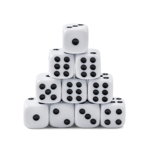 Yourandoll 10 STÜCKE Polyedrische Würfel D6 Würfel 16mm Acryl Dice Spielwürfel for DND RPG Dungeons & Dragons Brettspiel Kartenspiel (Weiß 1) von Yourandoll