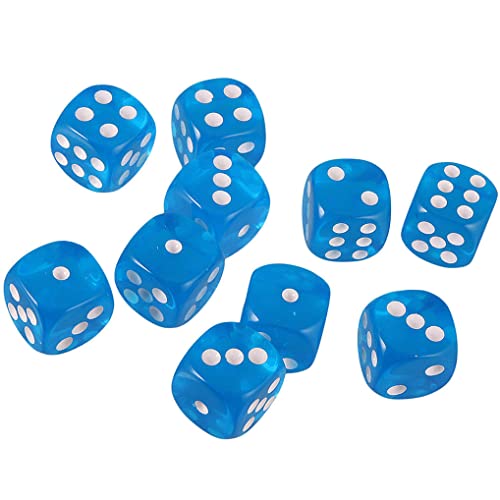 Yourandoll 10 STÜCKE Polyedrische Würfel D6 Würfel 16mm Acryl Dice Spielwürfel for DND RPG Tischspiele (Transparent blau) von Yourandoll